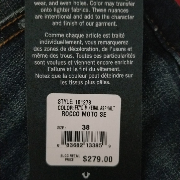 (NWT) TRUE RELIGION Rocco Moto Jeans - Picture 7 of 7